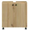 Image de CALICOSY - Meuble sous vasque sur roulettes 2 portes L60 cm - PUREBLISS - Chêne blond et noir mat-Chêne blond et noir mat