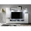 Image de Ensemble meuble TV DOS - éclairage LED inclus - 3 Portes - Mélamine blanc mat et brillant - L208 x P33 x H165 cm