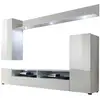 Image de Ensemble meuble tv dos - eclairage led inclus - 3 portes - mélamine blanc mat et brillant TRE4251737659719