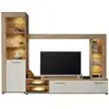 Image de Ensemble meuble tv 3 pièces logo - 1 porte - led - mélamine chene clair et blanc mat TRE4251737659726