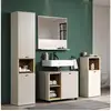 Image de Salle de bain complete - coloris cachemire - l180 x h186 x p42 cm - colonne + miroir + meu