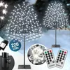 Image de MONZANA® 2x Arbre lumineux 220 LED 220 cm minuterie 8 modes de lumière résistant aux intempéries décoration Noël cerisier