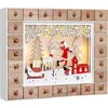 Image de Calendrier de lAvent en bois Spielwerk® Réutilisable Père Noël et son traîneau 24 tiroirs à remplir LED Blanc chaud 3D Déco Noël