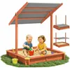 Image de Spielwerk Bac à sable en bois dépicéa SAMI 120x120cm toit réglable de protection UV jeu pour enfants extérieur jardin