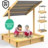 Image de Spielwerk Bac à sable en bois dépicéa SAMU 120x120cm toit réglable de protection UV jeu pour enfants extérieur jardin