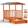 Image de Spielwerk Bac à sable en bois dépicéa MERLE 130x143cm aire de jeux cabane protection UV jeu pour enfants extérieur jardin