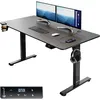 Image de Casaria Bureau réglable en hauteur électrique Noir 140cm bureau assis debout écran LCD support accessoires télétravail