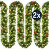 Image de CASARIA® 2x Guirlandes de Noël lumineuses 5m 80 LED Sapin artificiel avec déco Décoration de noël intérieur extérieur