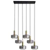 Image de Suspension - Lindby - lampe suspendue - Verre - 86 x 50 x 11 8 cm - gris fumée transparent laiton