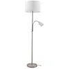 Image de Lampadaire liseuse - Lindby - lampe sur pied - Tissu textile - blanc gris