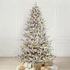 Image de Sapin de Noël Artificiel Enneigé avec Éclairage LED Blanc Chaud - 180 cm 1230 Branches (573 PE + 657 PVC) et 300 LEDs