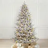 Image de Sapin de Noël Artificiel Enneigé avec Éclairage LED Blanc Chaud - 210 cm 1898 Branches (789 PE + 1009 PVC) et 500 LEDs