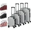 Image de AREBOS Valise de Voyage Set de 4 valises I Coque Rigide ABS I Trolley Set de valises I Poignée télescopique I S-M-L-XL Argent