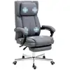 Image de Fauteuil de bureau avec fonction massage, dossier inclinable, repose-pieds extensible, aspect lin, gris, 65 x 61 x 118 cm 921-625V90GY