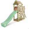 Image de Aire de jeux bois WICKEY JoyFlyer avec toboggan 220 cm vert pastel mur d’escalade et bac à sable   10 ans de garantie*