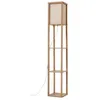 Image de Lampadaire salon - Lindby - lampe sur pied - Bois Tissu textile - 26 x 26 x 159 cm - bois blanc
