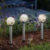 Image de Balise solaire décorative - ESOTEC - Golden Balls - 8 leds - Verre craquelé - Inox