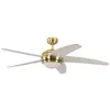 Image de Ventilateur de plafond design silencieux 132 Cm laiton poli pales blanches avec lampe Pepeo Melton