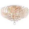 Image de Plafonnier semi-encastré - Karolina - Or et cristal - 6 lumières - E14 - Design contemporain