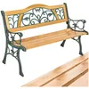 Image de Banc dextérieur - TECTAKE - Banc de jardin KATHI 2 places en bois naturel laqué et fonte 124 x 60 x 83 cm - Marron