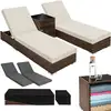 Image de Bain De Soleil Duo 5 Positions Avec 2 Sets De Housses + Housse De Protection Marron