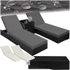 Image de TECTAKE - chaises longues - Lot de 2 chaises longues avec table housse protection alu rotin réglable 184x60x21 cm - beige/gris