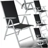Image de Fauteuils de jardin - TECTAKE - Lot de 4 chaises de jardin pliantes MARILENA Pliable Dossier réglable en 7 positions - Noir/Gris