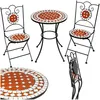 Image de Ensemble table chaise de jardin - TECTAKE - Lot de 2 chaises dextérieur NEAPEL mosaique pliables facile dentretien - Marron