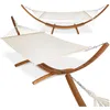 Image de 2 Places Hamac Sur Pied, Toile Coton-poly, Blanc 415x150x124cm