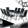 Image de Salon de jardin - TECTAKE - Ensemble de sièges en aluminium 8+1 table verre trempé & chaises pliantes 189x90x727 cm - Gris