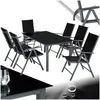 Image de Ensemble table et chaise de jardin - TECTAKE - Salon de repas extérieur ERCOLANO pour 4 personnes dossiers réglables - Anthracite