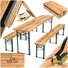Image de Ensemble table et bancs de brasserie - TECTAKE - Table de jardin pliante RALF robuste sapin pliable 220x505x775 cm - bois
