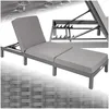 Image de Bain de soleil - TECTAKE - Chaise longue transat de jardin SOFIA réglable en 5 positions 196 cm x 66 cm x 22 cm - Gris