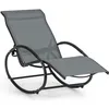 Image de Blumfeldt Santorini Fauteuil de jardin à bascule - Rocking chair - Dossier réglable sur 3 positions - Aluminium & polyester - Gris