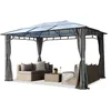 Image de TOOLPORT Tonnelle de jardin 3x4 m structure aluminium - toit polycarbonate env. 8 mm - pavillon gris