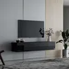 Image de Meuble TV MAKIKA - Noir Brillant - 160 x 32 x 30 cm - 2 tiroirs - 3 compartiments de rangement