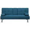 Image de Canapé convertible 3 places en tissu bleu ROXEN