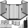 Image de KIDUKU Barrière sécurité enfant pliable Noir 300 cm grille métal avec porte préassemblée Pré-assemblé