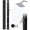 Image de AREBOS Douche Solaire 40L avec Couvercle avec thermomètre intégré Noir pommeau de Douche pivotant douchette Mobile Douche de Pied