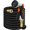 Image de Tuyau D'arrosage Extensible Kesser Avec Pistolet 8 Jets Et Raccords En Laiton, 22,5 M Étendu, Noir