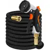 Image de Tuyau D'arrosage Extensible Kesser Avec Pistolet 8 Jets Et Raccords En Laiton, 45 M Étendu, Noir