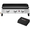 Image de Plancha Gaz Portable - ROYAL GOURMET - 3 Brûleurs 7.5kW - Acier Émaillé - Surface 635x365cm - Noir