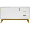 Image de Buffet 3 Tiroirs & 2 Portes "kensal" 149cm Chêne & Blanc