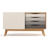 Image de Buffet 4 Tiroirs & 1 Porte "avon" 128cm Chêne & Gris