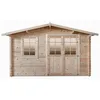 Image de Abri de jardin - Bois naturel - 298x388cm - Épaisseur 28mm - Surface utile 9.9m² - 1 fenêtre vitrée