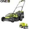 Image de RYOBI - Tondeuse poussée 18V ONE+ - Ø coupe 37 cm - ramassage et mulching + 1 batterie 4 0 Ah et chargeur 2 0 A - RY18LM37A-140