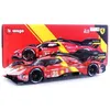 Image de Voiture Miniature de Collection - BBURAGO - FERRARI 499P 3.0L Turbo V6 - Le Mans 2023 - Rouge/Noir/Jaune
