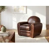 Image de Fauteuil club 100% cuir vieilli BAUDOIN - Marron