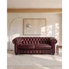 Image de Canapé chesterfield 3 places BRENTON 100% cuir de buffle - Bordeaux