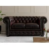 Image de Canapé chesterfield 2 places BRENTON 100% cuir de buffle - Marron reflets châtains